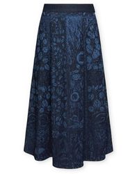 Elena Miro - Midi-Rock Aus Gelasertem Denim - Lyst