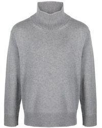 Laneus - Truien & Vesten ,Grijs ,Wol Grijze Wollen Blend Rolkraag Coltrui - Lyst