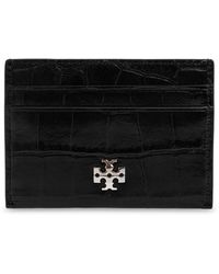Tory Burch - Accessoires ,Zwart ,Leer Robinson Croc-Embossed Card Case - Lyst