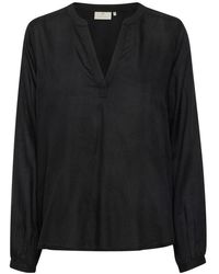 Kaffe - Overhemden ,Zwart ,Zwart Diep Blouse Met V-Hals - Lyst