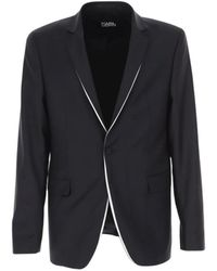 KARL LAGERFELD - Jassen ,Zwart ,Glare Single Breasted Double Plate Tuxedo Jacket - Lyst
