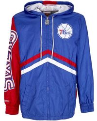 Mitchell & Ness - Fitness ,Blauw ,Polyester Philadelphia 76Ers Windbreaker - Lyst