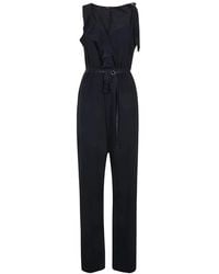 High - Tuta blu senza maniche con scollo a v e volant - Lyst
