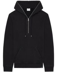 Courreges - Hoodies & Sweatvesten ,Zwart ,Katoen Zwarte Fleece Hoodie Met Rits - Lyst