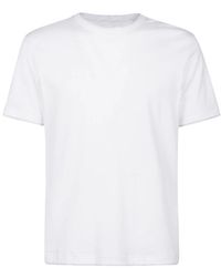 Eleventy - Tops ,Wit ,Katoen Katoenen T-Shirt Met Ronde Hals - Lyst