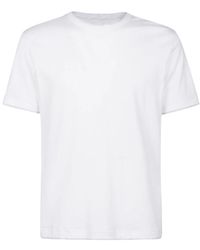 Eleventy - Tops ,Wit ,Katoen Katoenen T-Shirt Met Ronde Hals - Lyst