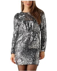 SELECTED - Kleedjes ,Grijs ,Polyester Sequin Night Out Mini Jurk - Lyst