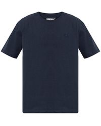 Etro - Tops ,Blauw ,Katoen T-Shirt Met Logo Patch - Lyst