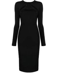 Pinko - Kleedjes ,Zwart ,Polyester Stijlvolle Midi Jurk - Lyst