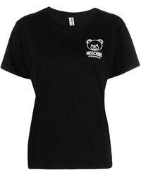 Moschino - Camiseta negra con estampado de logo y oso - Lyst