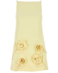 Self-Portrait - Pastel Gele Crepe Mini Jurk - Lyst