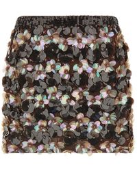 P.A.R.O.S.H. - P.A.R.O..H. ,Rokken ,Bruin ,Pailletten Floral Sequin Mini Skirt - Lyst