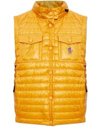 Moncler - Jassen ,Oranje ,Leer Day-Namic Down Vest - Lyst