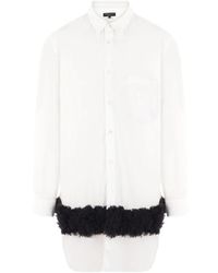 Comme des Garçons - Camicia oversize bianca con inserto in eco-pelliccia nera - Lyst