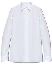 Jil Sander - Overhemden ,Wit ,Katoen Overhemd Met Verdekte Sluiting - Lyst