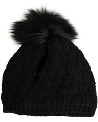 Dolce & Gabbana - Black Acrylic Knitted Fur Winter Beanie - Lyst