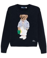 Polo Ralph Lauren - Mitternachtsblaues Besticktes Logo Pullover - Lyst