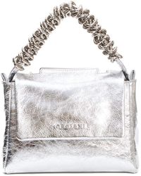 Orciani - Silberne Crossbody-Handtasche Mit Stilvollen Ringgriffen - Lyst