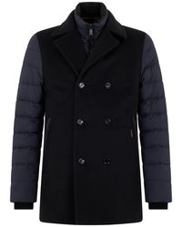Moorer - Jassen ,Blauw ,Polyester Double-Breasted Jas Met Gepolsterde Mouwen - Lyst