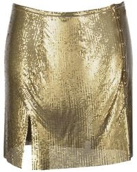 Rabanne - Rokken ,Geel ,Gouden Mesh Mini Rok - Lyst