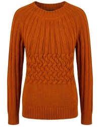 Moorer - Truien & Vesten ,Oranje ,Katoen Elegante Trui Met Ronde Hals - Lyst