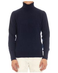Drumohr - Truien & Vesten ,Blauw ,Wol Blauwe Wollen Trui Dolcevita Stijl - Lyst