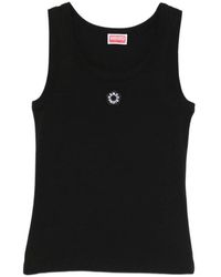 KENZO - Tops ,Zwart ,Nylon Logo Patch Tank Top - Lyst