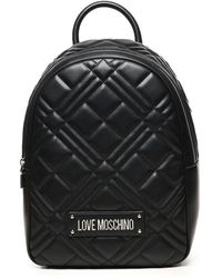 Love Moschino - Schwarzer Rucksack Mit Reißverschluss Und Verstellbaren Trägern - Lyst