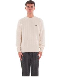 Lacoste - Zopfmuster-Pullover Aus Kardierter Wolle Mit Rundhalsausschnitt - Lyst