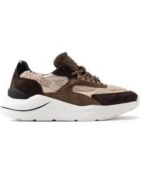 Date - Bruine Suède Sneakers Met Lakleer - Lyst