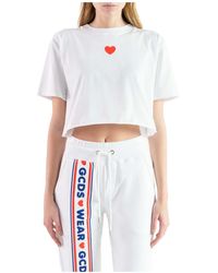 Gcds - Tops ,Wit ,Katoen Logo Print Katoenen T-Shirt - Lyst