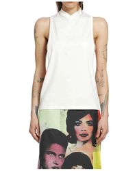 Versace - Tops ,Wit ,Katoen Vintage Stretch Katoen Jersey Tanktop - Lyst