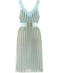 Nenette - Kleedjes ,Veelkleurig ,Leer Kleurrijke Elegante Jurk Met Riem - Lyst