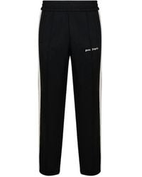 Palm Angels - Pantaloni neri e bianchi con stampa del logo - Lyst