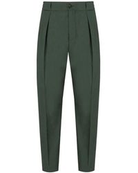 Manuel Ritz - Dunkelgrüne Woll-Baggy-Fit-Hose - Lyst