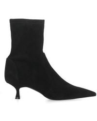Stuart Weitzman - Schwarze Wildleder Leder Pfeil Zehen Stiefel - Lyst