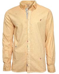 Bob - Linnen-Katoenen Shirt Met Oranje Mango Borduursel - Lyst