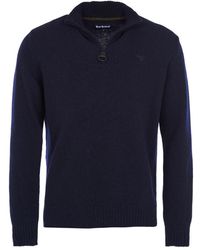 Barbour - Essential lambswool half zip navy sweater - Lyst