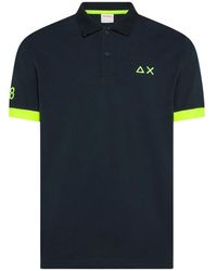 Sun 68 - Tops ,Blauw ,Katoen Polo Big Logo Fluo - Lyst