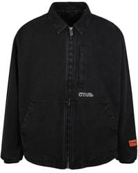 Heron Preston - Jassen ,Zwart ,Katoen Canvas Gewatteerd Jack Zwart Rits Logo - Lyst