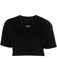 Off-White c/o Virgil Abloh - Uit Wit Bijgesneden T -shirt Met Off -borduurwerk - Lyst