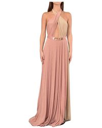 Elisabetta Franchi Gerold Lange Jurk Met Riem - Roze