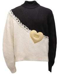 Gcds - Truien & Vesten ,Zwart ,Wol Zwart/Wit/Goud Coltrui Sweater Fw 22 - Lyst