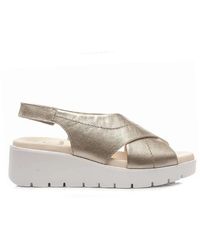 Callaghan - Schoenen ,Grijs Leren Sleehak Sandalen - Lyst