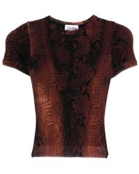 Jean Paul Gaultier - Tops ,Veelkleurig ,Nylon Mesh Printed Python Baby Tee - Lyst