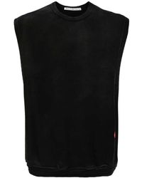 Alexander Wang - Schwarzer Ärmelloser Strickpullover Mit Logo-Print - Lyst
