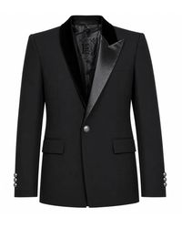 Balmain - Jassen ,Zwart ,Wol Asymmetrische Wollen Jas - Lyst