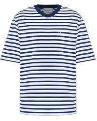 Ami Paris - Tops ,Blauw ,Katoen Oversized Gestreept T-Shirt - Lyst