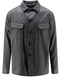 Tagliatore - Overhemden ,Grijs ,Wol G-Calvin Shirt Jacket - Lyst