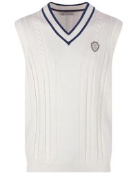 Brunello Cucinelli - V-Hals Mouwloze Gebreide Vest - Lyst